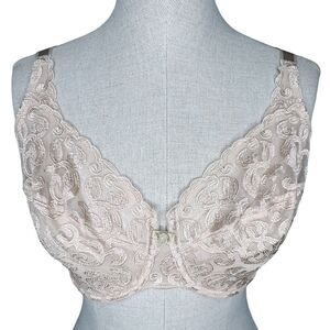 Wacoal Arabesque Underwire Bra sz 32DDD* Natural Beige Embroidered Unlined Chic